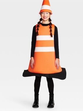 Target Orange and White Traffic Cone Adult Costume with Black Base